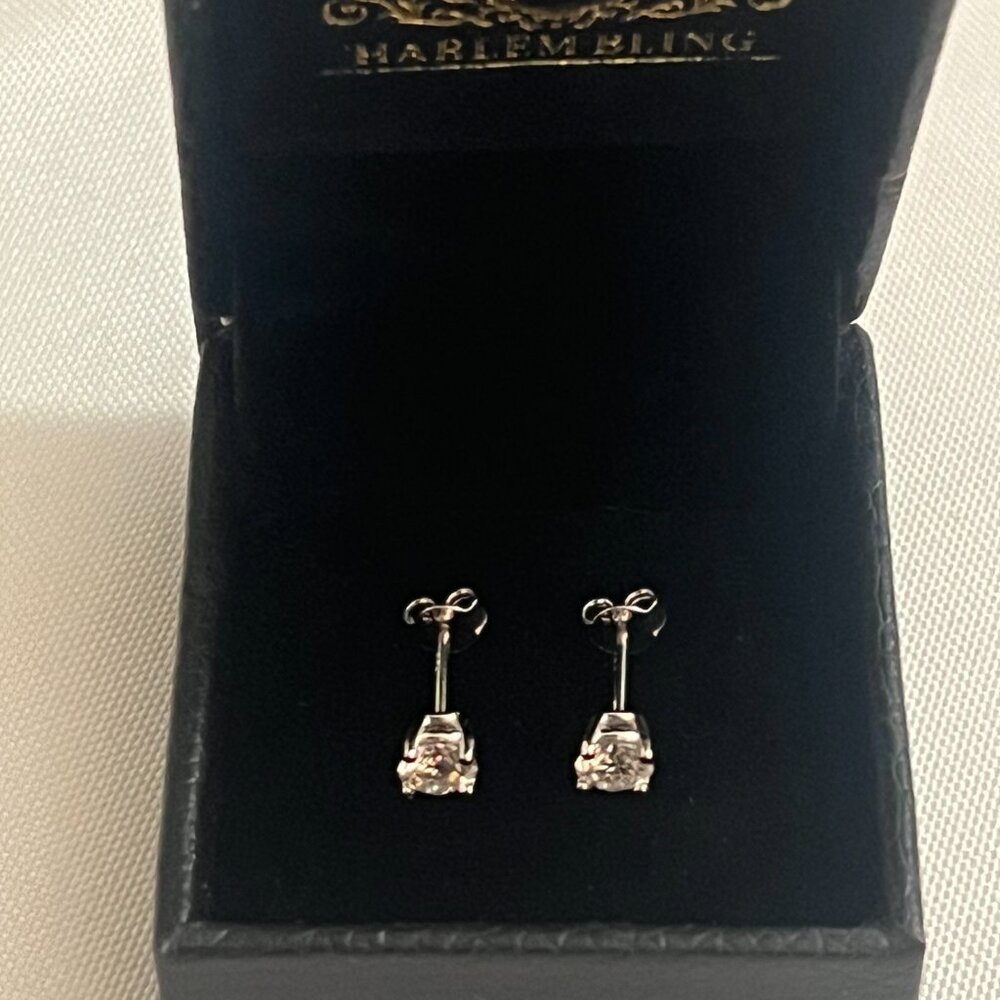 Harlem Bling MOISSANITE Solitaire Pushback Stud Earrings - 925 Silver 5mm 1CTW
